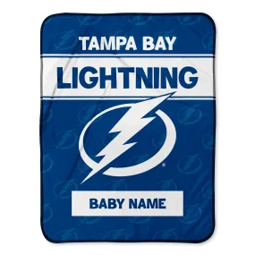 Personalized Tampa Bay Lightning Emblem Baby Pixel Fleece Blanket