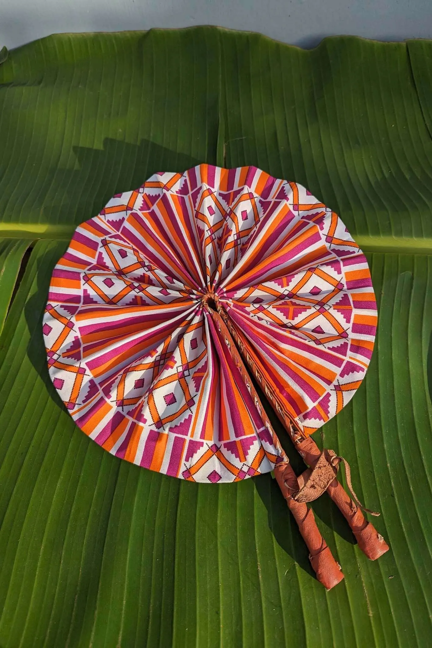 Pink African Print Fan