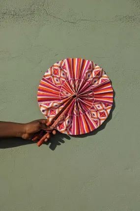 Pink African Print Fan