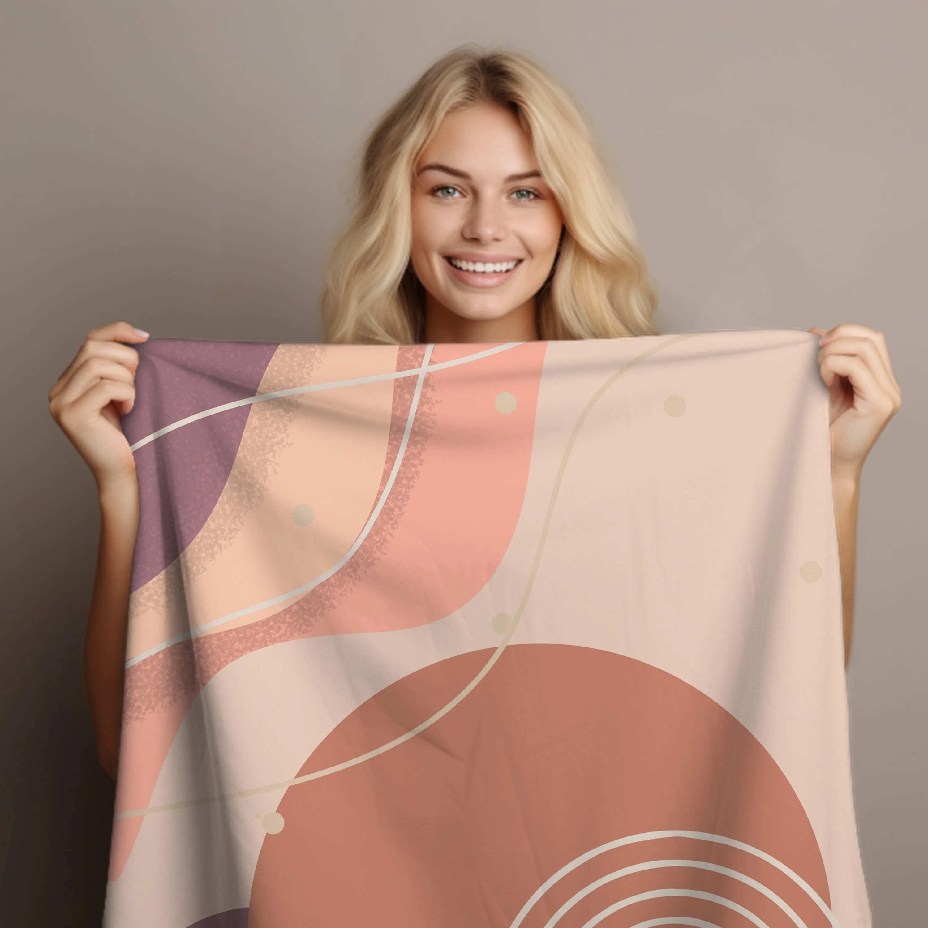 Pink Boho Design Velveteen Throw Blanket