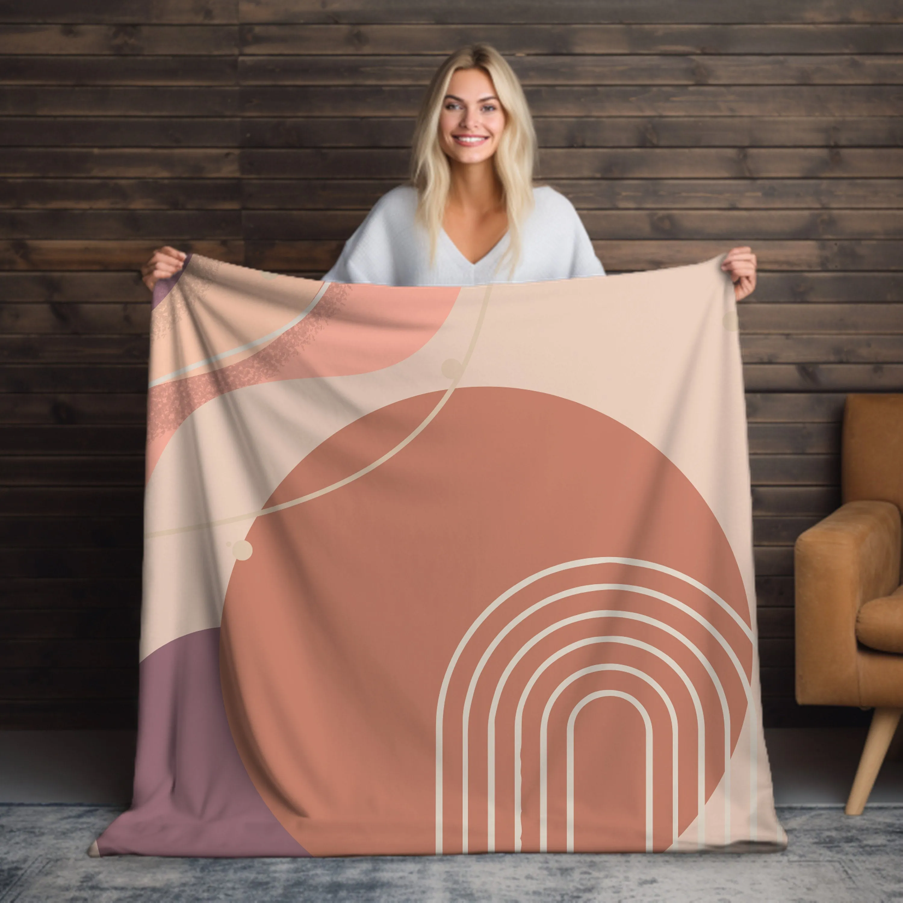 Pink Boho Design Velveteen Throw Blanket