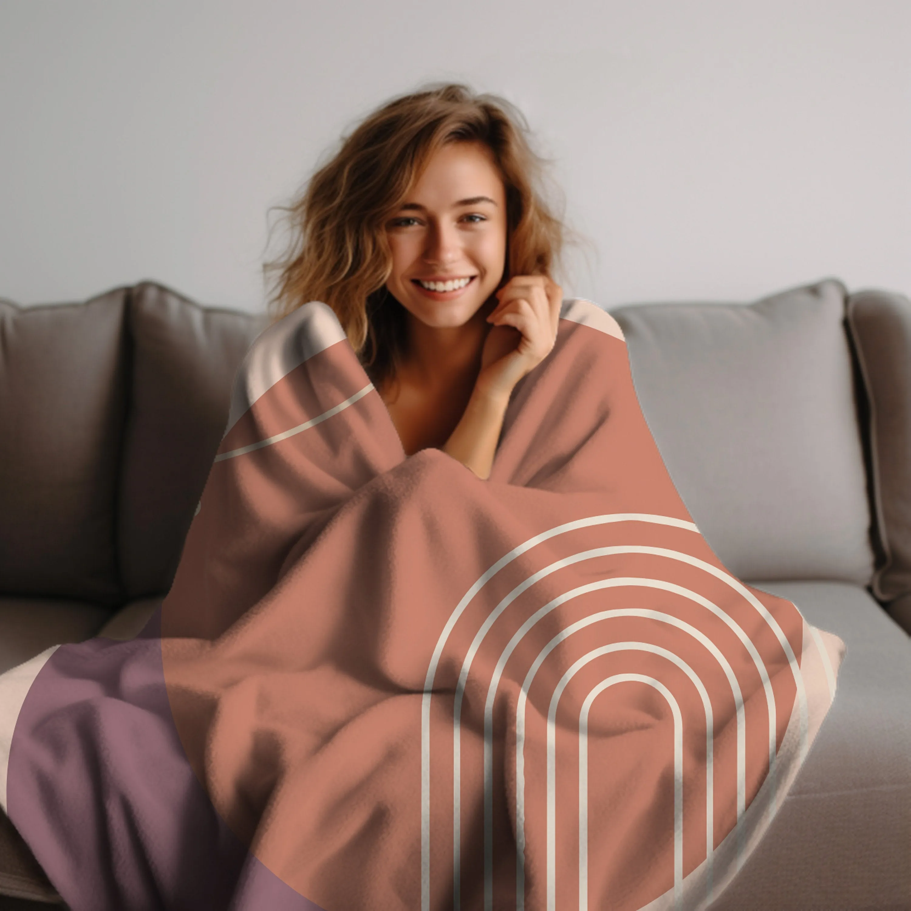 Pink Boho Design Velveteen Throw Blanket