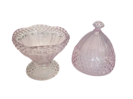 Pink Hobnail Glass Pedestal Cake Stands