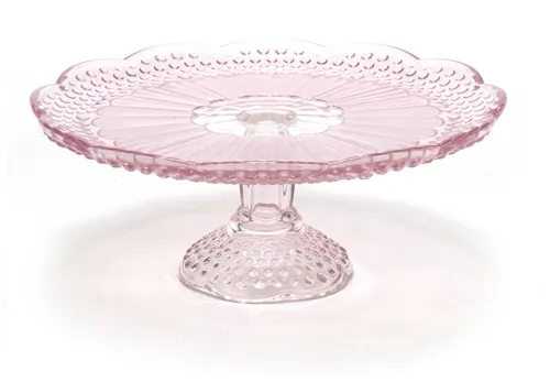 Pink Hobnail Glass Pedestal Cake Stands