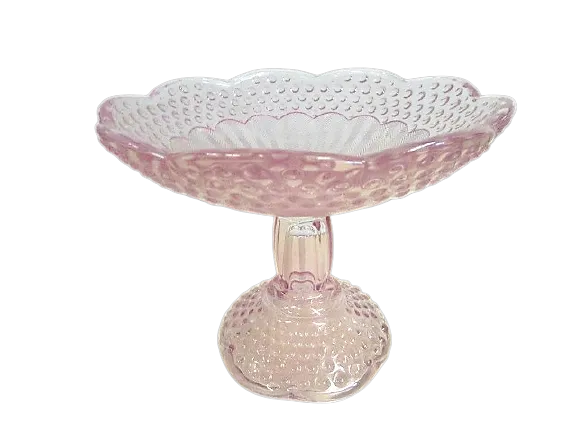 Pink Hobnail Glass Pedestal Cake Stands