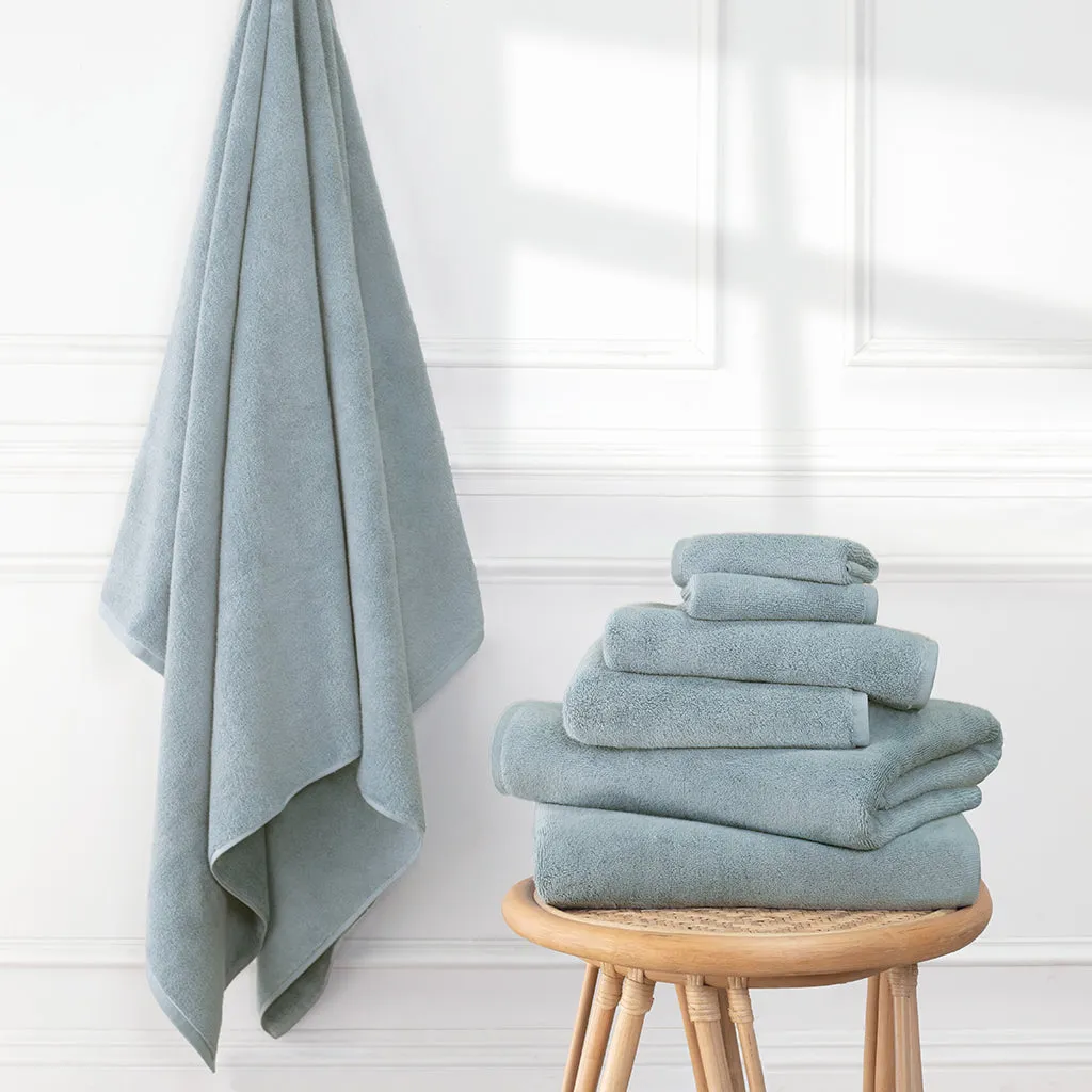 Plush Coastal Blue Hand Towel