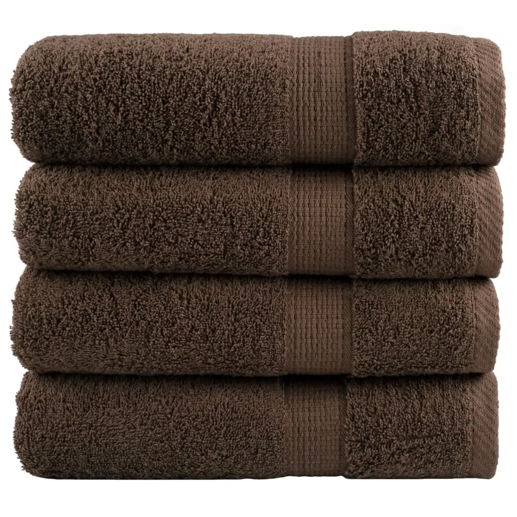 Premium Bath Towels 4pcs Brown 100x150cm 600gsm 100% Cotton