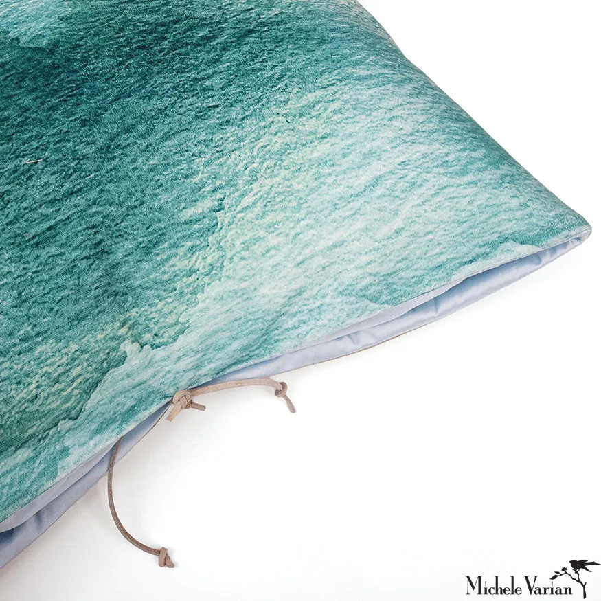 Printed Velvet Pillow Smudge Jade 12x22