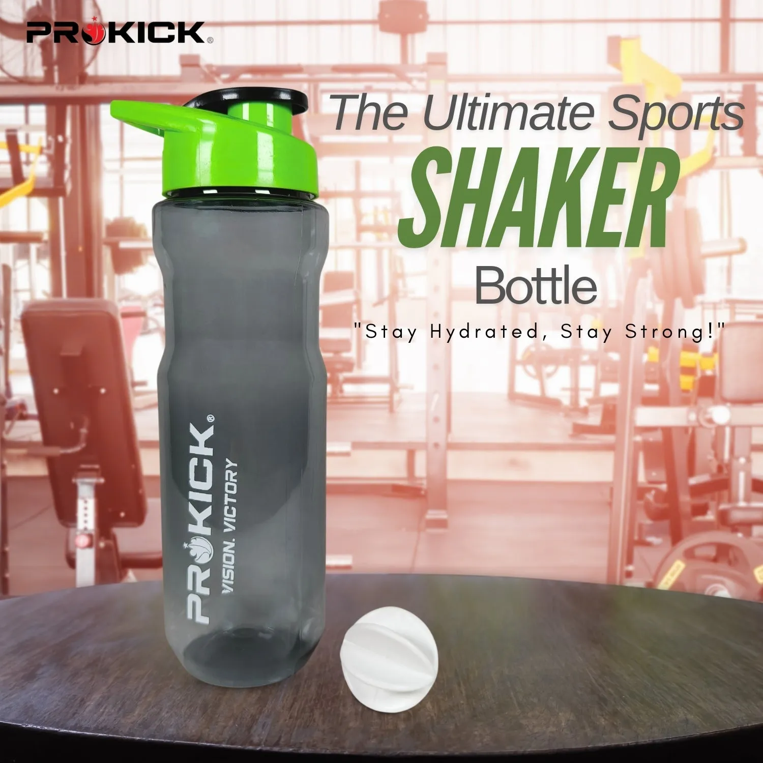 Prokick Sports Shaker Bottle with Mixer Ball, Hydra - 600ml