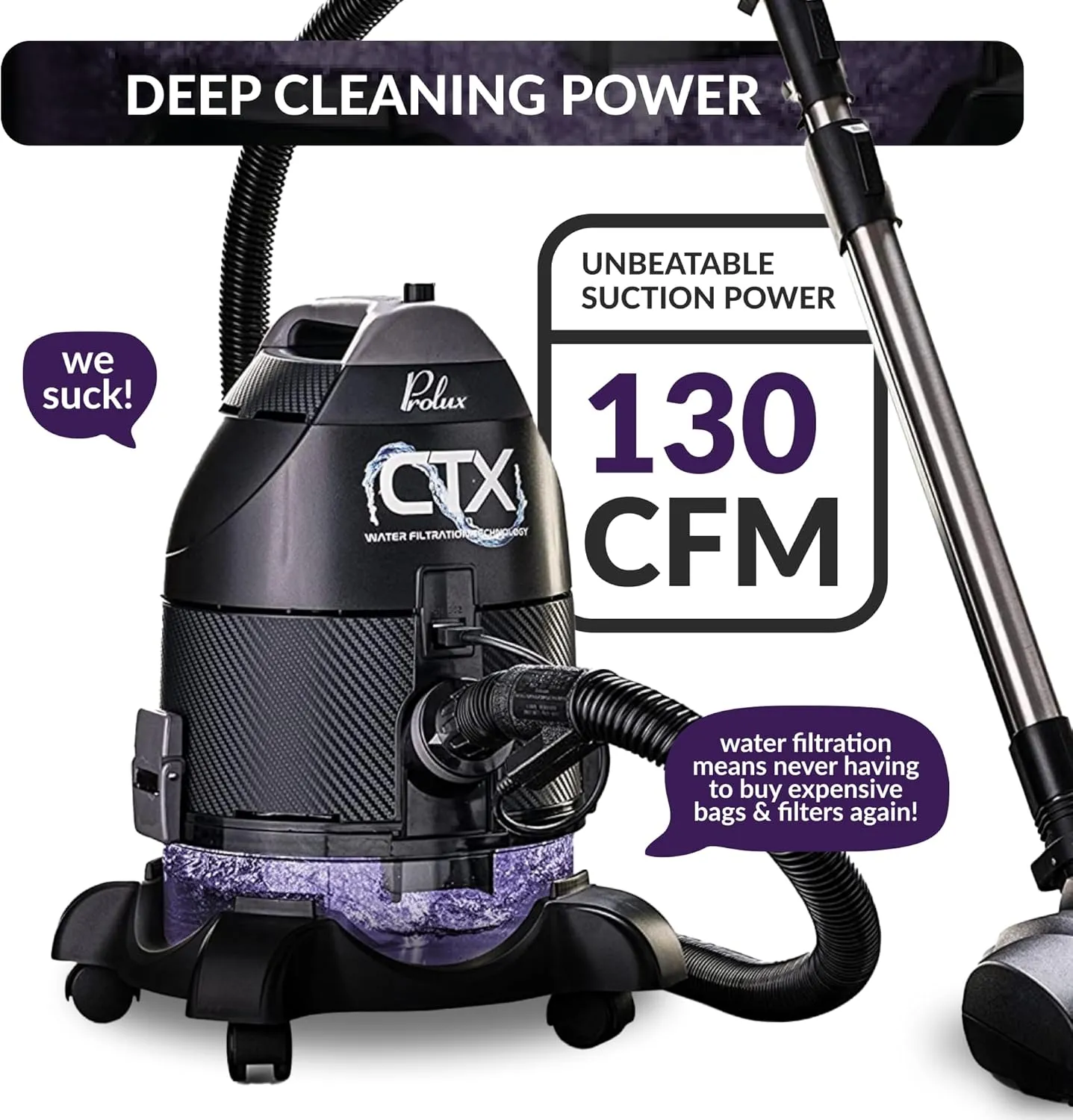 Prolux CTX PRO Water Filtration Bagless Canister Vacuum Cleaner