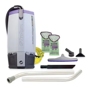 ProTeam® Super Coach Pro 10 HEPA Filtered Backpack Vacuum w/ Button Lock Wand & 4-Piece Tool Kit