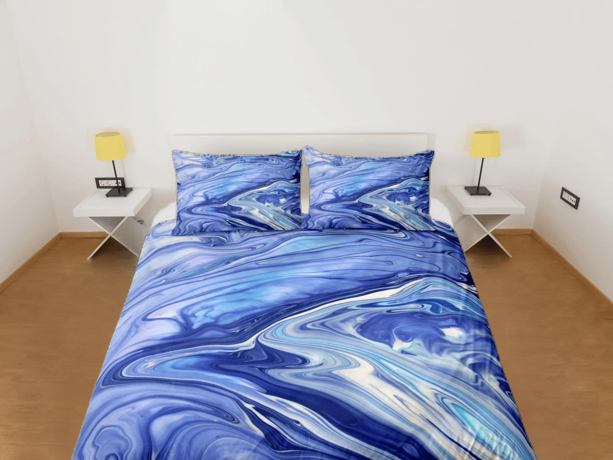 Purple blue marble bedding contemporary bedroom set aesthetic duvet cover, abstract art room decor boho chic bedding set full king queen