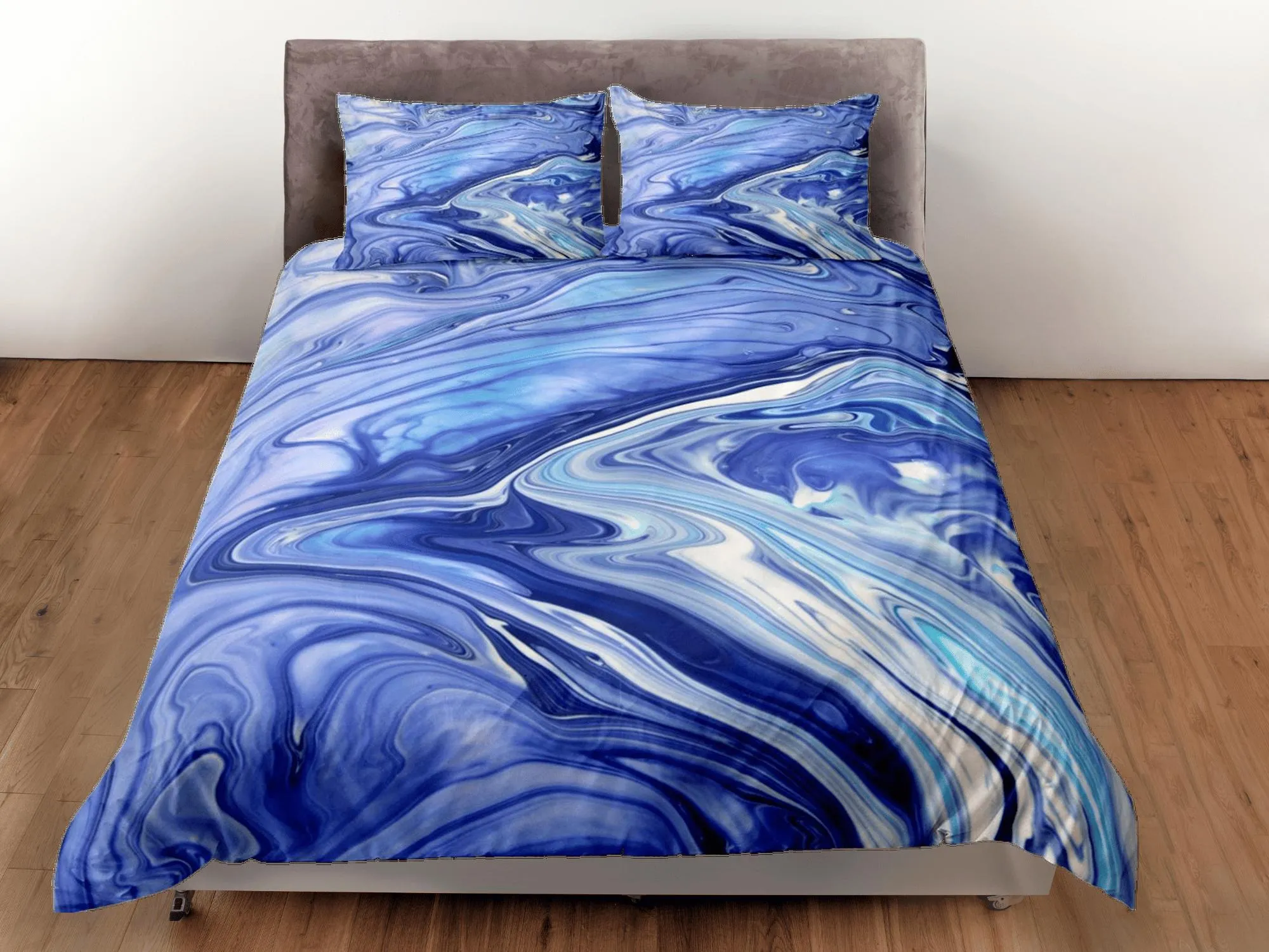 Purple blue marble bedding contemporary bedroom set aesthetic duvet cover, abstract art room decor boho chic bedding set full king queen