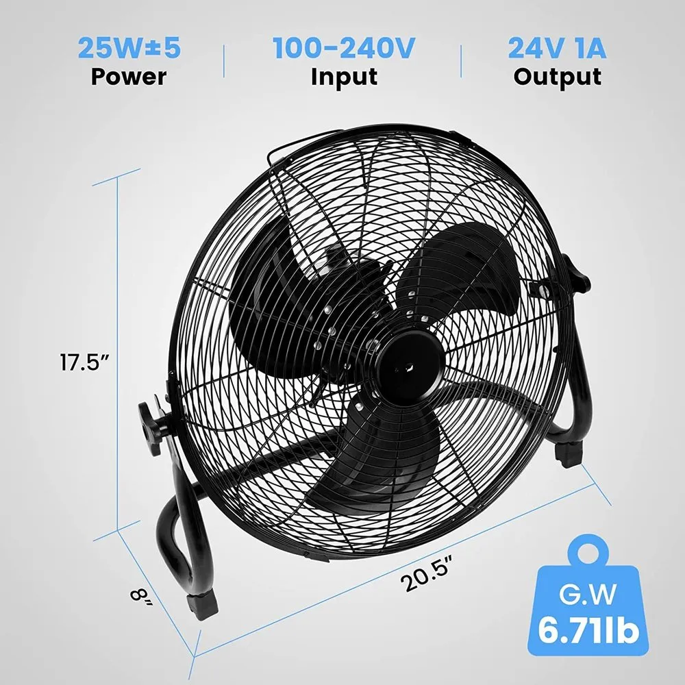 Rechargeable Cordless Floor Fan 16-Inch, High Velocity Floor Fan With 360-Degree Tilt,