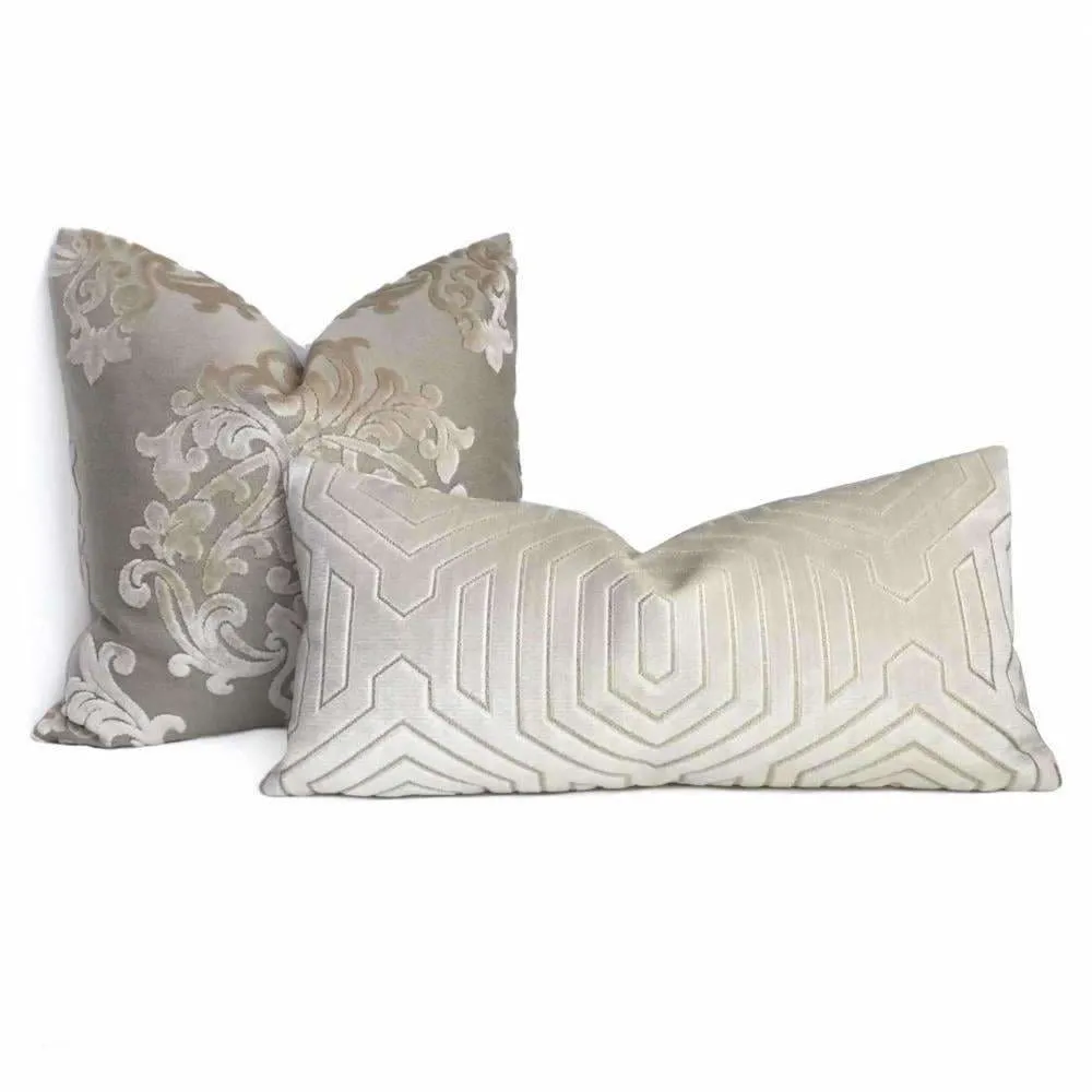 Robert Allen Beacon Hill Primo Cream Contoured Velvet Pillow Cover