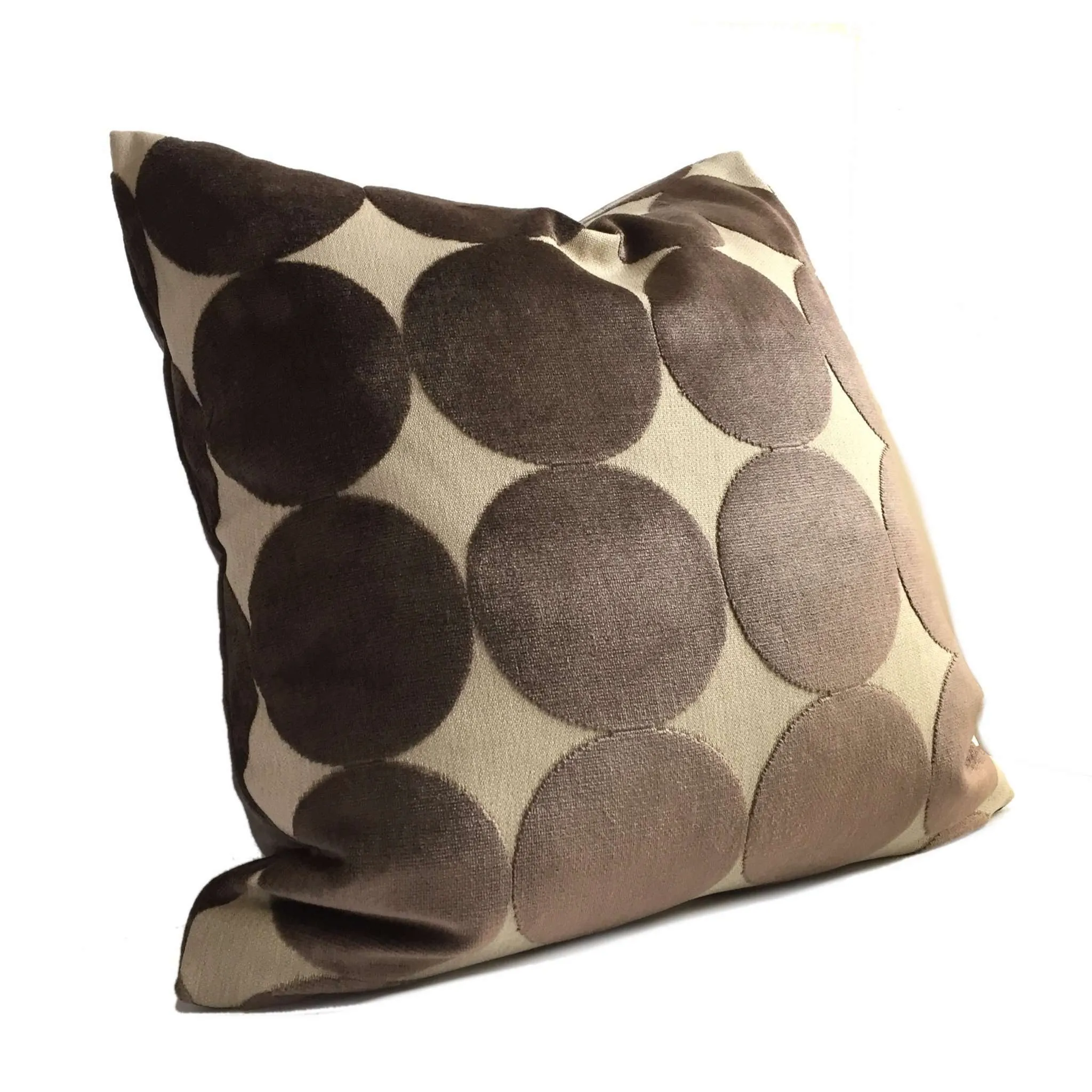 Robert Allen Plush Dotscape Velvet Dots Circles Major Brown Beige Pillow Cover