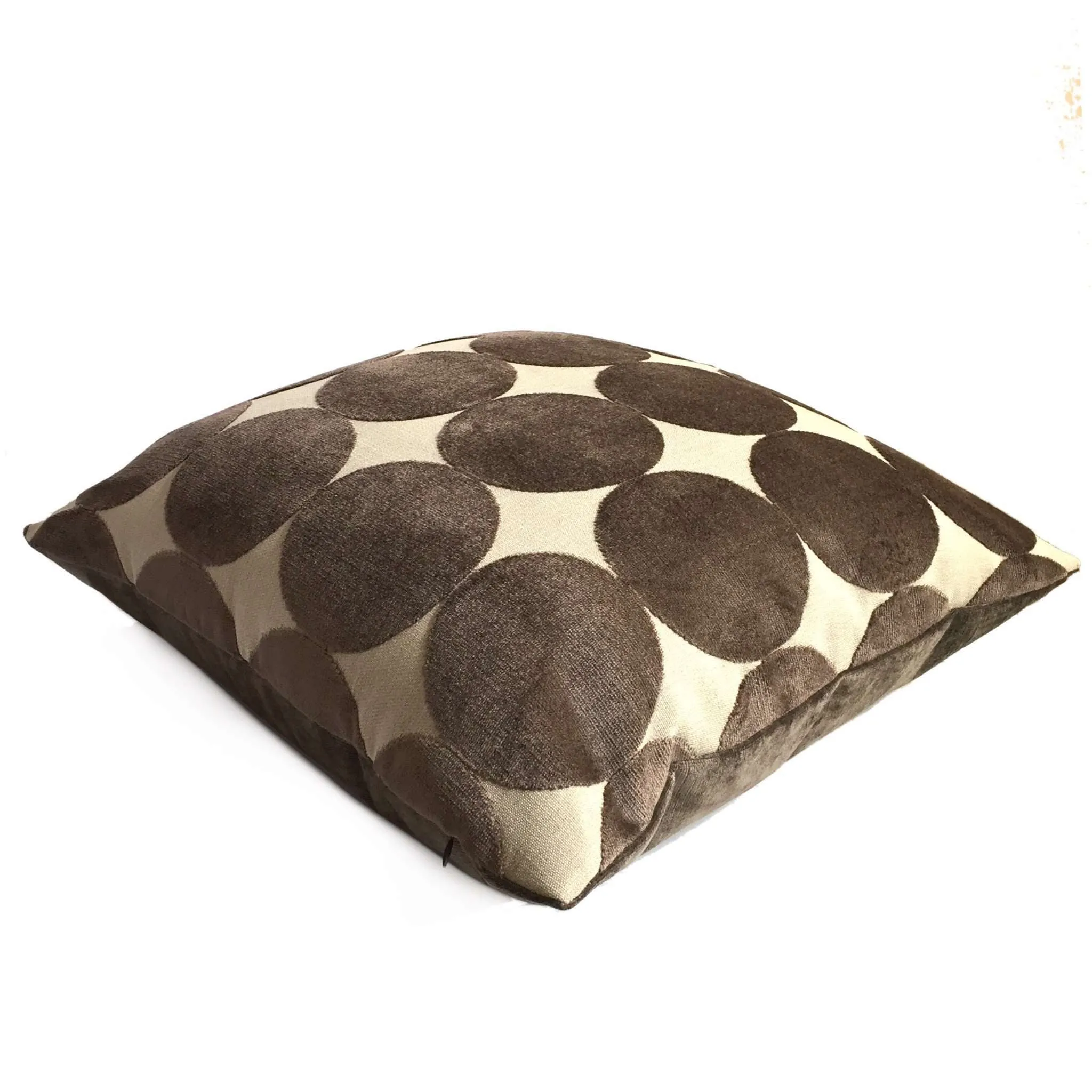 Robert Allen Plush Dotscape Velvet Dots Circles Major Brown Beige Pillow Cover