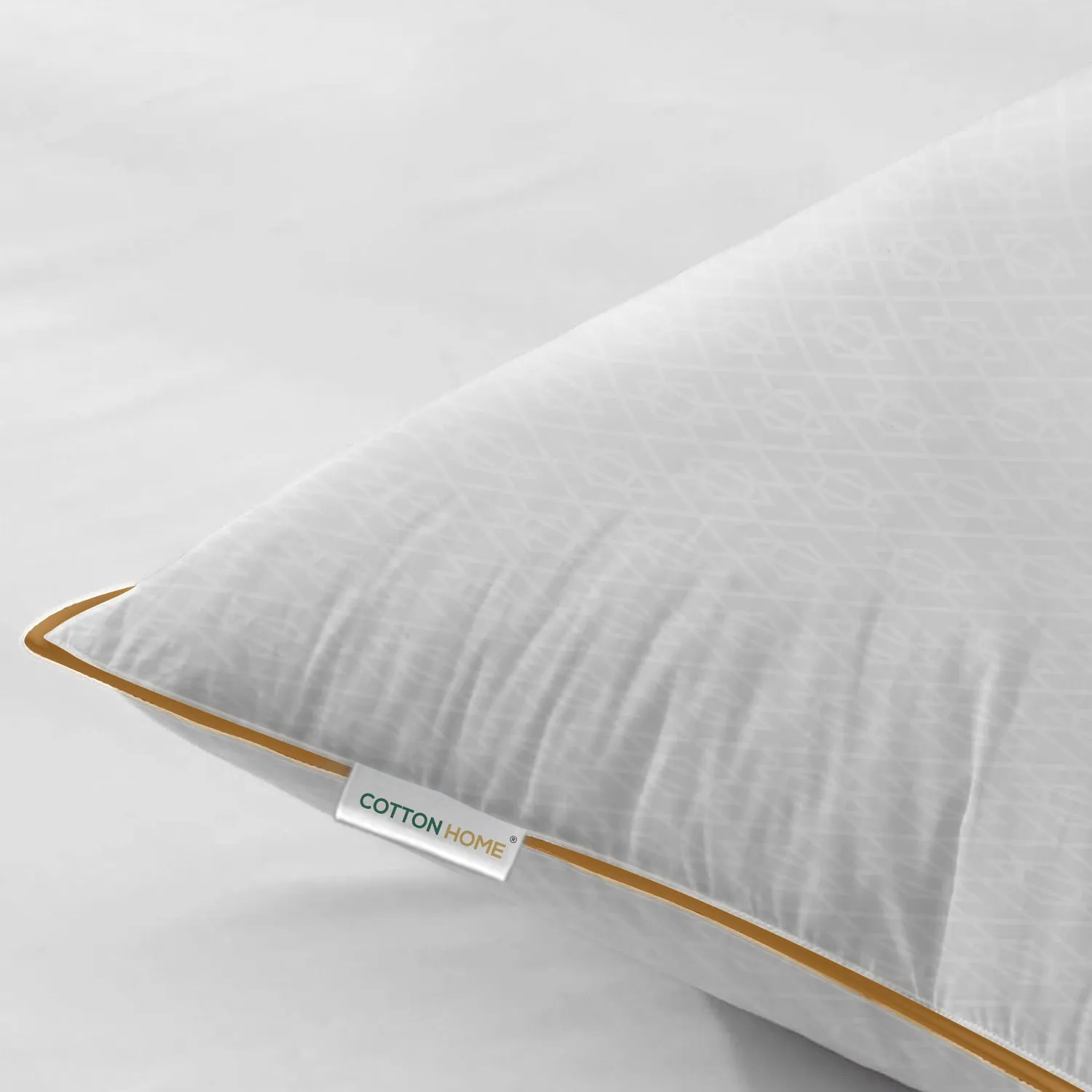 Royal Angler Dobby Premium King Pillow with Gold Cord Egyptian Cotton - White, 50x90cm - Reverse Geometric