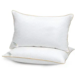 Royal Angler Dobby Premium King Pillow with Gold Cord Egyptian Cotton - White, 50x90cm - Reverse Geometric