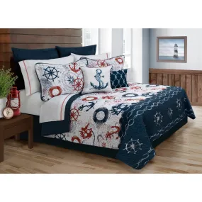 Safdie & Co. Quilt 5PC Set DQ Navy Bay Harbour