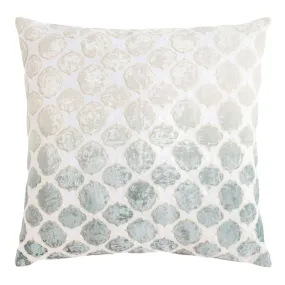 Sage & White Tile Velvet Appliqué Pillow