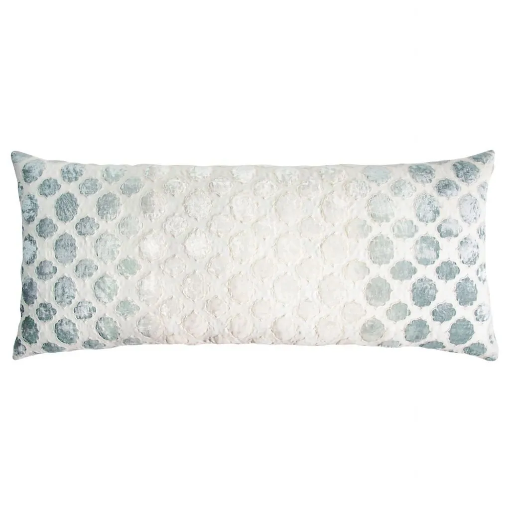 Sage & White Tile Velvet Appliqué Pillow