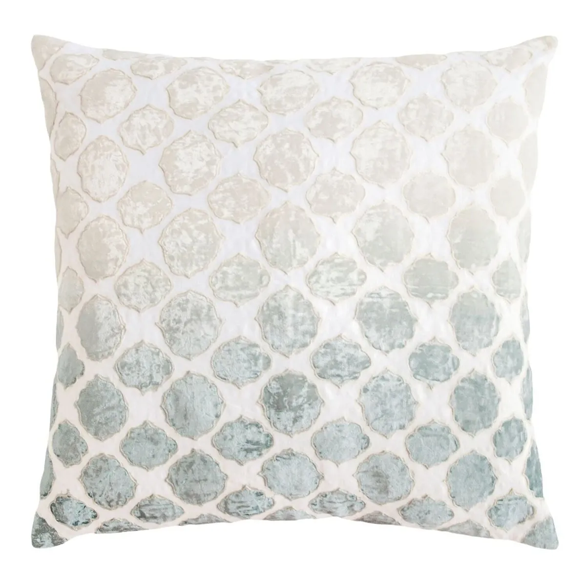 Sage & White Tile Velvet Appliqué Pillow