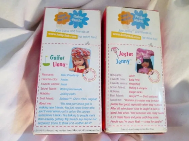 Set 2 NEW NIB KELLY CLUB Mini DOLL  JESTER JENNY GOLFER LIANA 1999 Mattel Toy