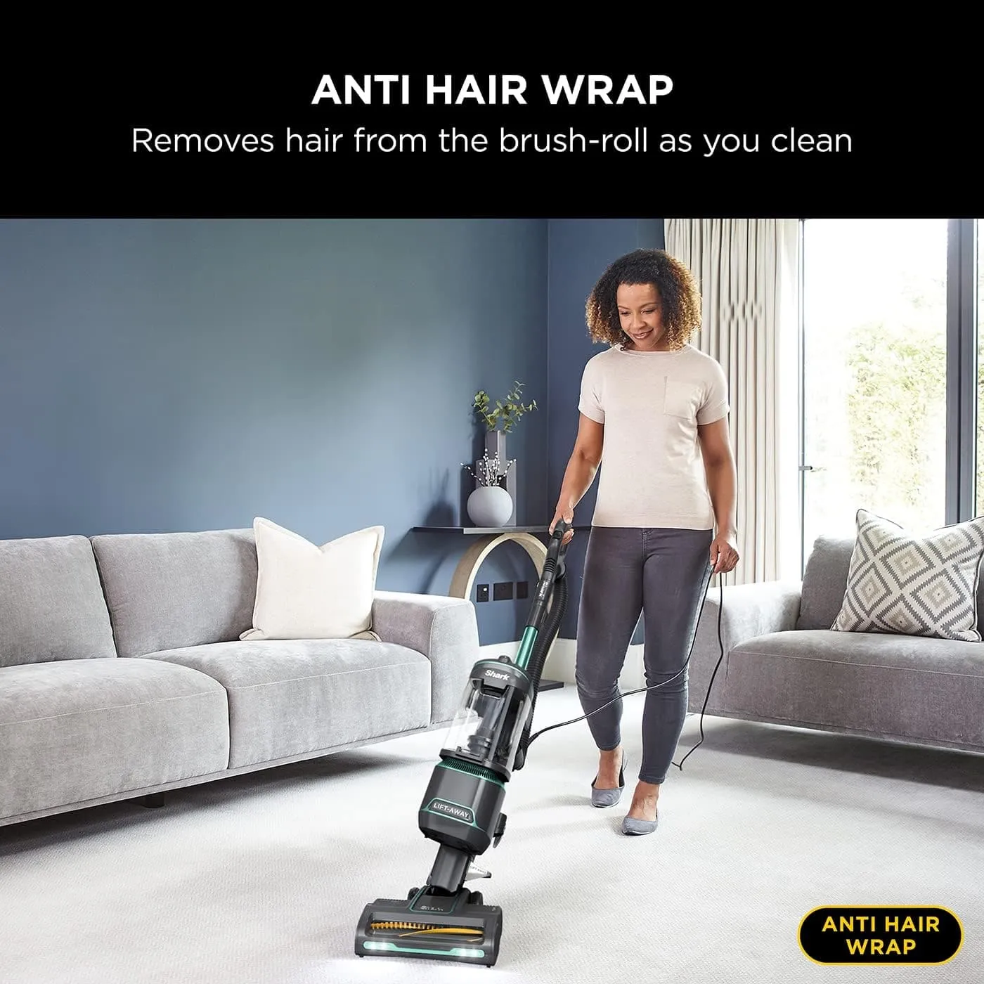 Shark Anti Hair Wrap Upright Vacuum Cleaner [NZ690UK] Powered Lift-Away, Anti-Allergen - Turquoise