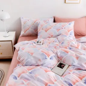 Single size 4 pieces Bedding Set without filler, Peach Color Scale Design