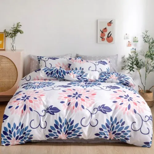 Single size without filler 4 pieces, Flower design white color, Bedding Set