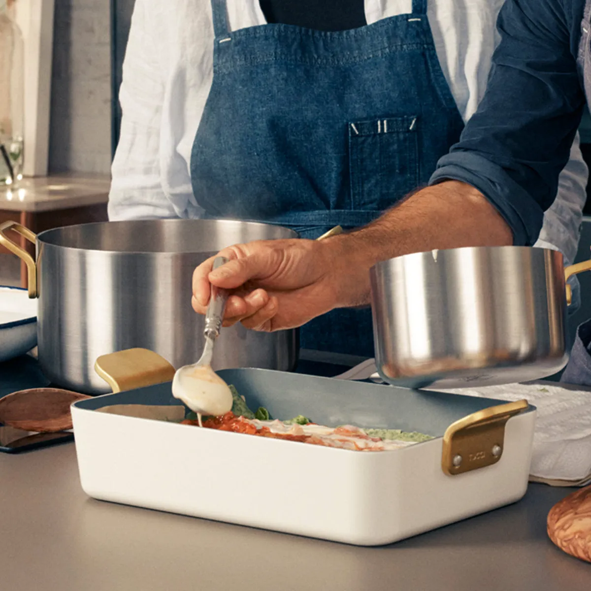 Stanley Tucci™ Ceramic Nonstick Lasagna Pan | Carrara White