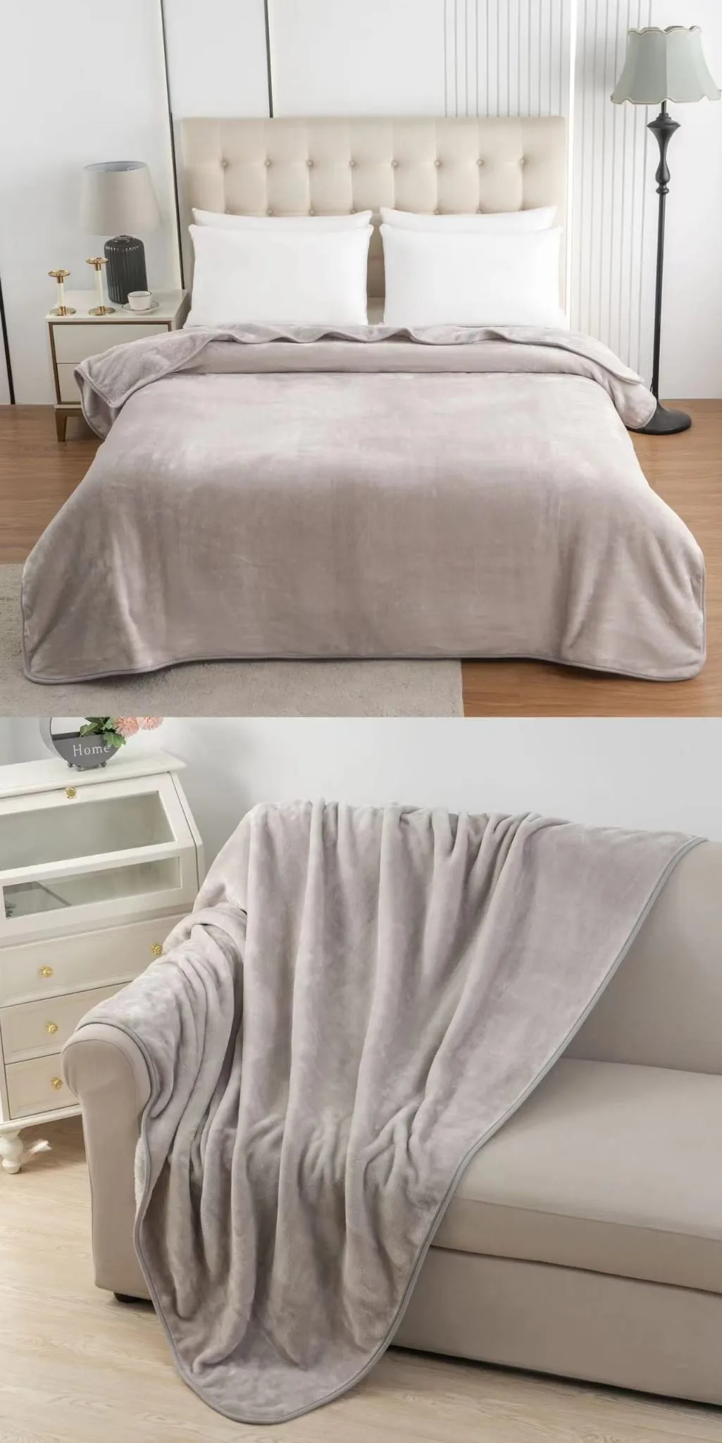 Super Soft Warm Blanket Sofa Bed Throw in Double & King Size SILVER