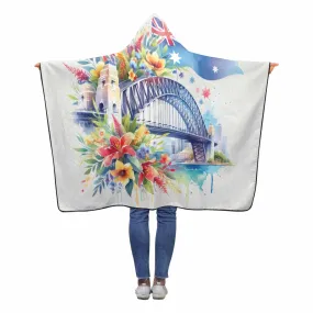 Sydney Harbour Bridge Awd1314  Hooded Blanket 60"x50"