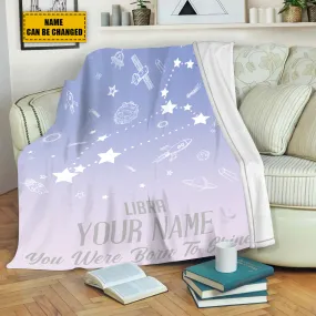 Teesdily | Libra Customized Fleece Blanket Constellation Blanket You Were Born To Shine Fleece Personalized Name Zodiac Blankets Astrology Gifts