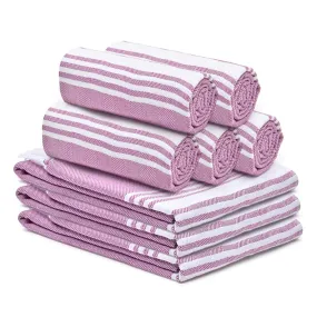 The Better Home 100% Cotton Turkish Bath Towel | Quick Drying Cotton Towel | Light Weight, Soft & Absorbent Turkish Towel (Pack of 8, Purple)