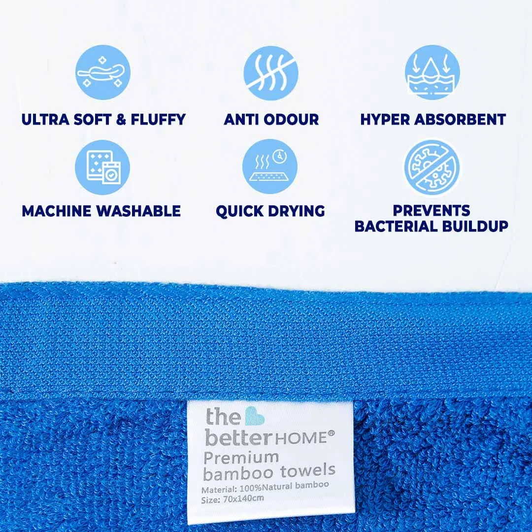 The Better Home Bamboo Bath Towel for Men & Women | 450GSM Bamboo Towel | Ultra Soft, Hyper Absorbent & Anti Odour Bathing Towel | 27x54 inches (Pack of 1, Royal Blue)