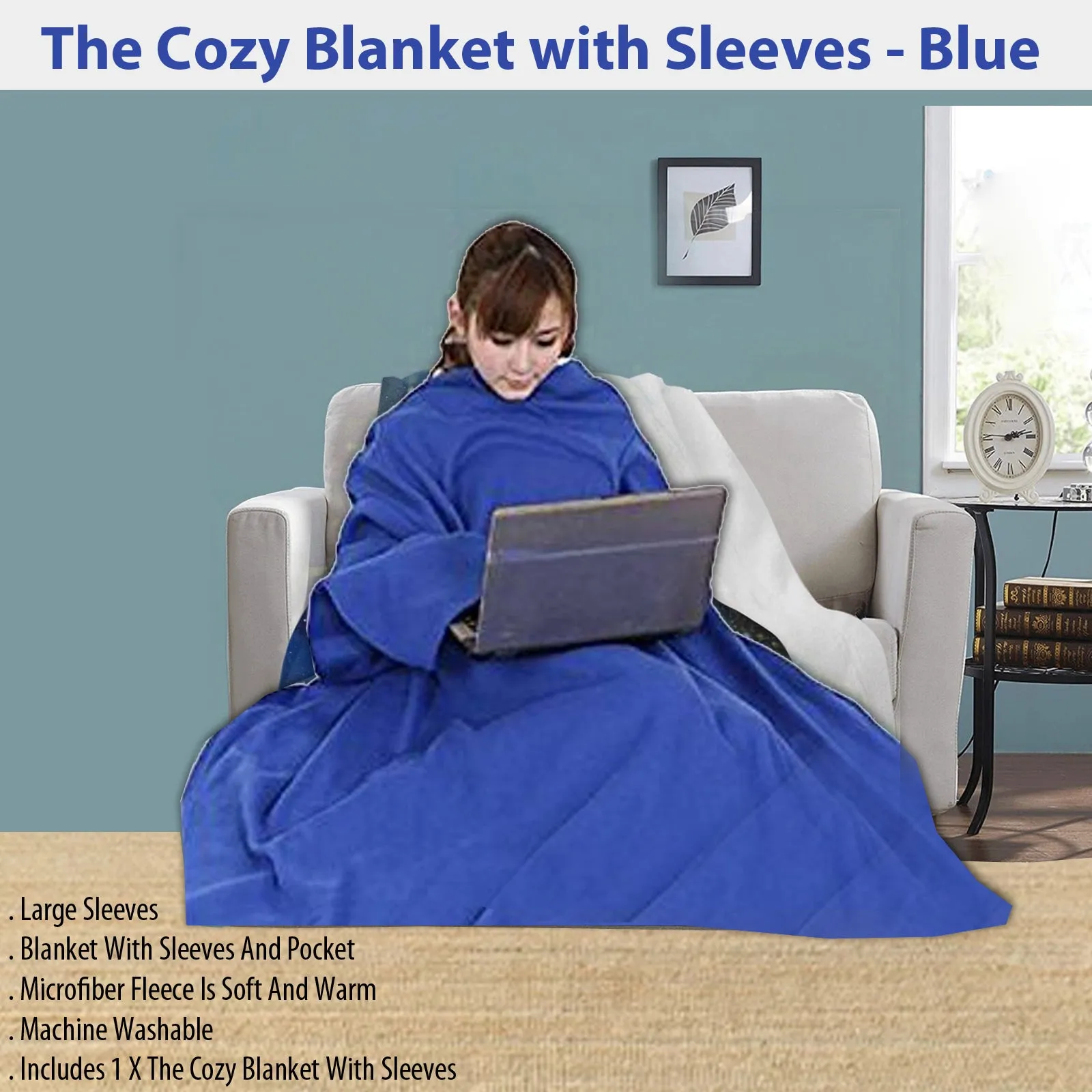 The Cozy Blanket with Sleeves - Blue