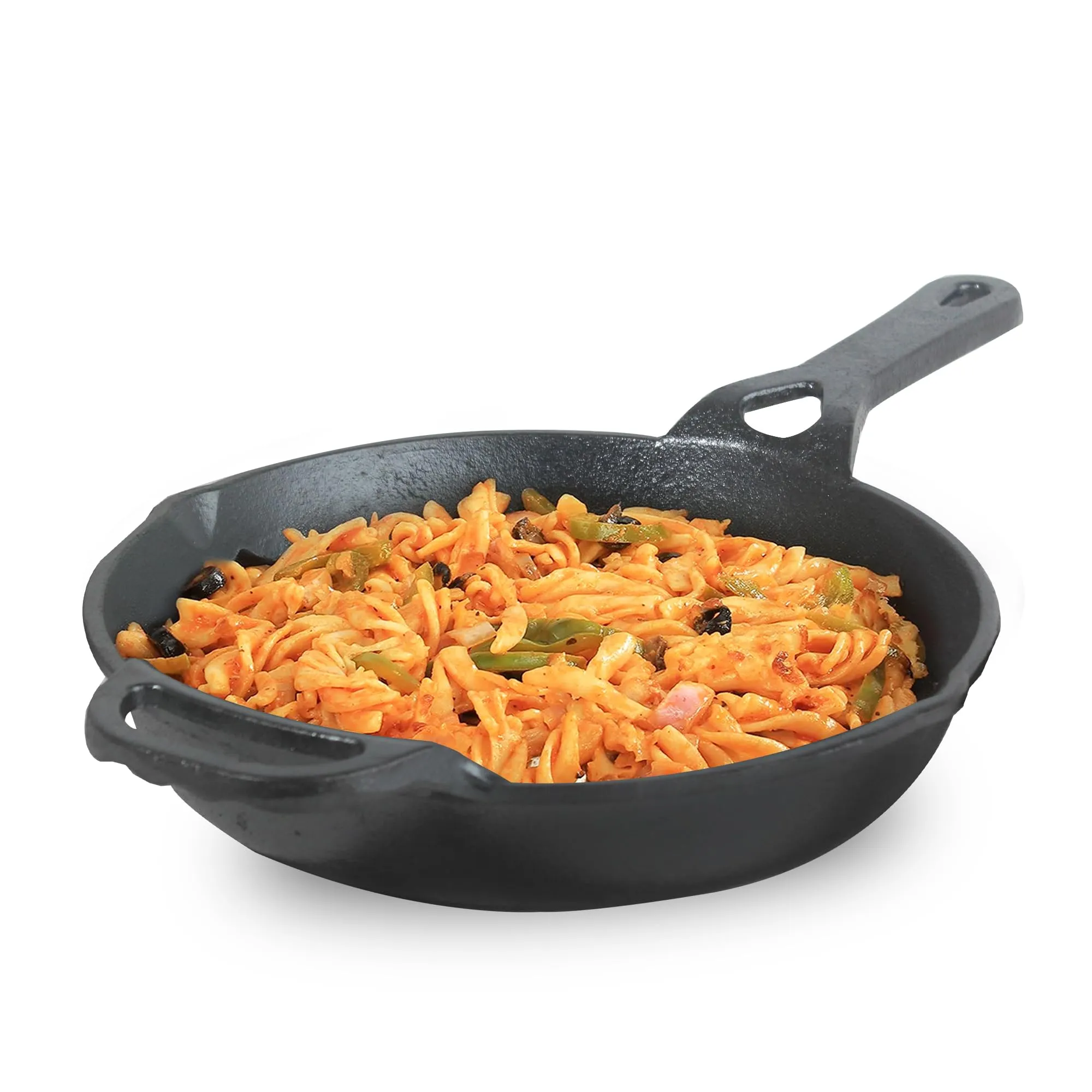 The Indus Valley Preseasoned Cast Iron Fry Pan/Skillet With Long Handle|Medium 26.2Cm/10.3Inch, 1.8Ltr, 2.3Kg|Induction Friendly|Nonstick Fry Pan, 100% Pure & Toxin Free, No Chemical Coating, Black