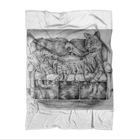 Tiger on a Couch Sublimation Throw Blanket