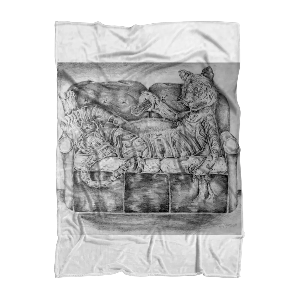 Tiger on a Couch Sublimation Throw Blanket