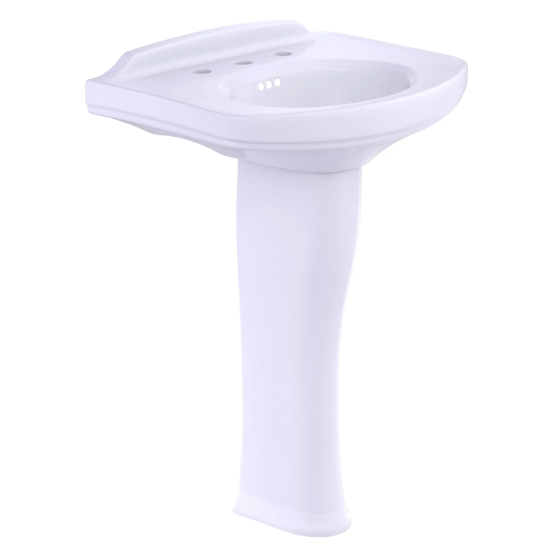 TOTO LPT642.8#01 Dartmouth Rectangular Pedestal Bathroom Sink with Arched Front for 8" Center Faucets, Cotton White