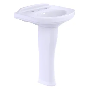 TOTO LPT642.8#01 Dartmouth Rectangular Pedestal Bathroom Sink with Arched Front for 8" Center Faucets, Cotton White