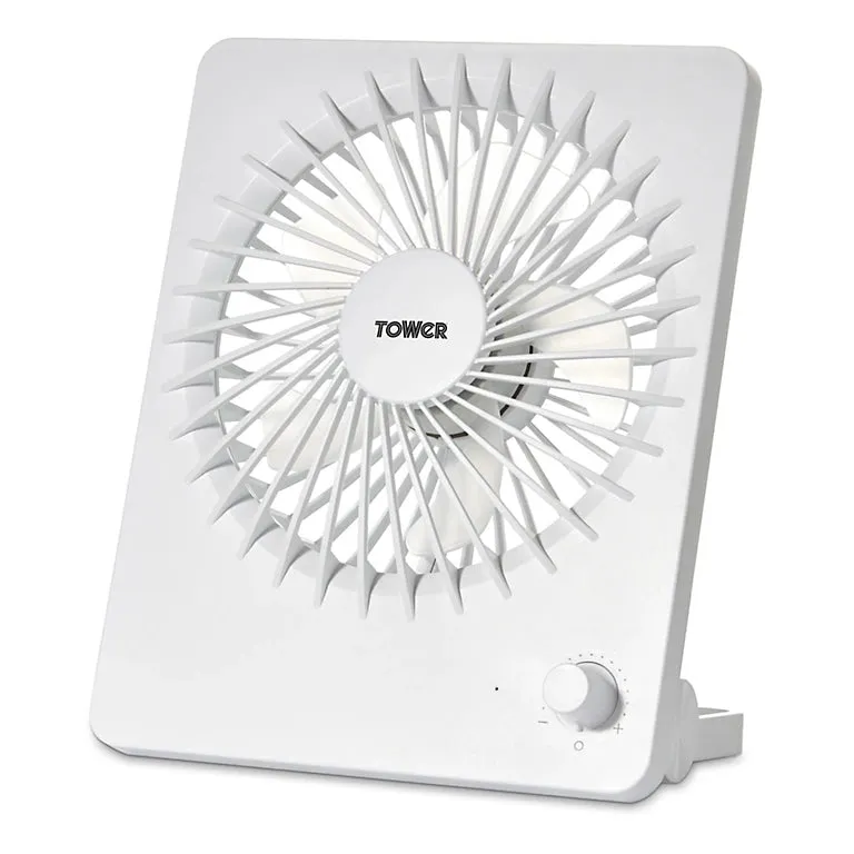 Tower USB Rechargeable Travel Fan 4"  - White