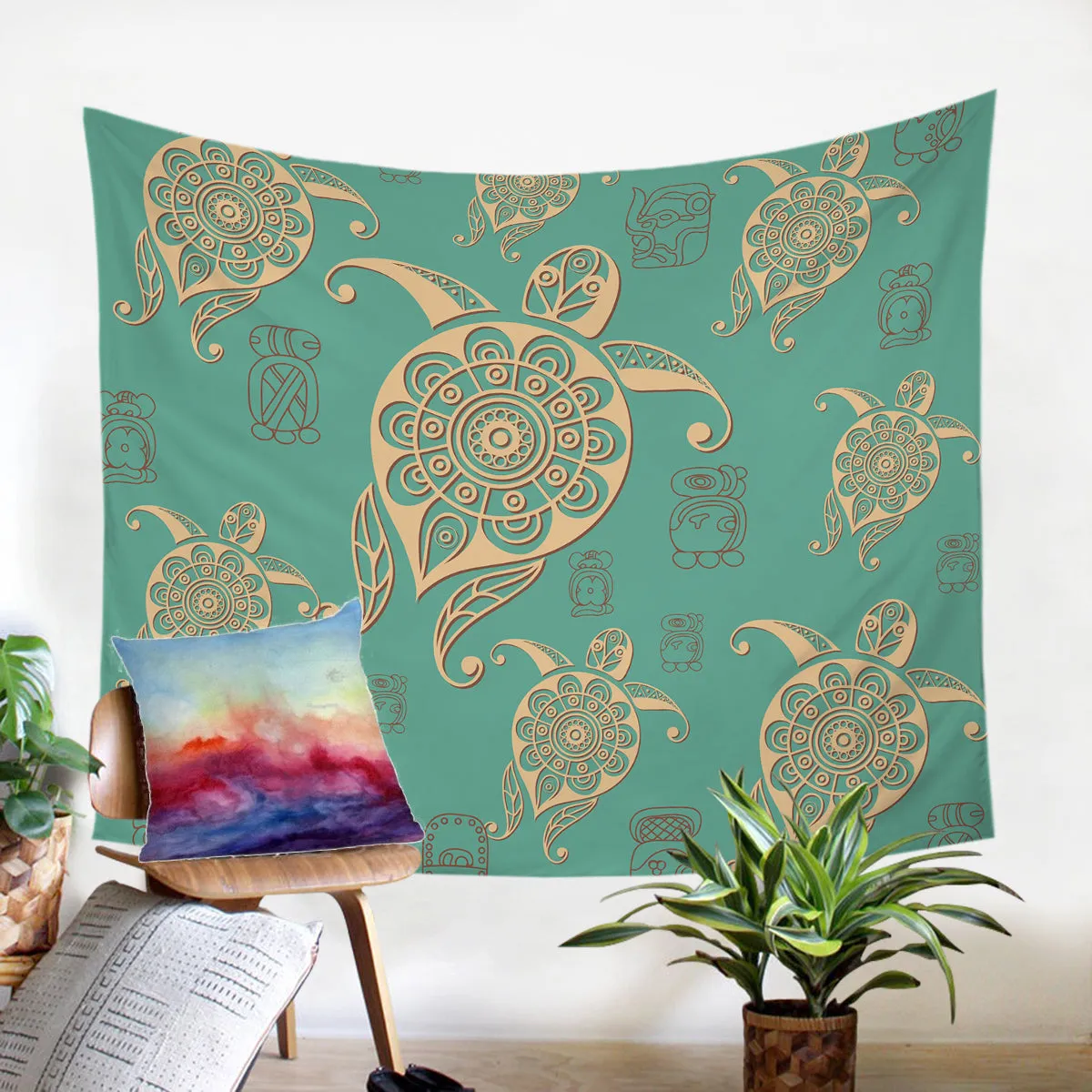 Turtles in Turquoise Tapestry