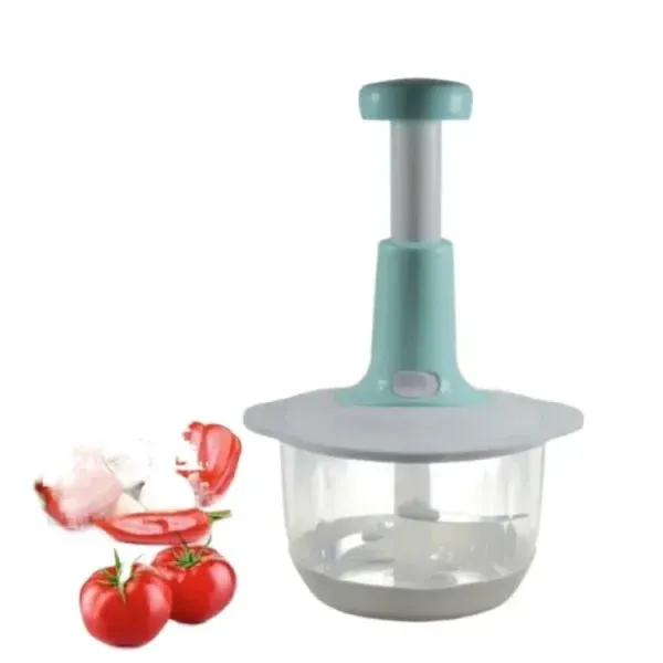 Versatile Manual Push Chopper with Beater & Interchangeable Plates (Grater, Shredder, Slicer) - Premium Quality (Random Color)