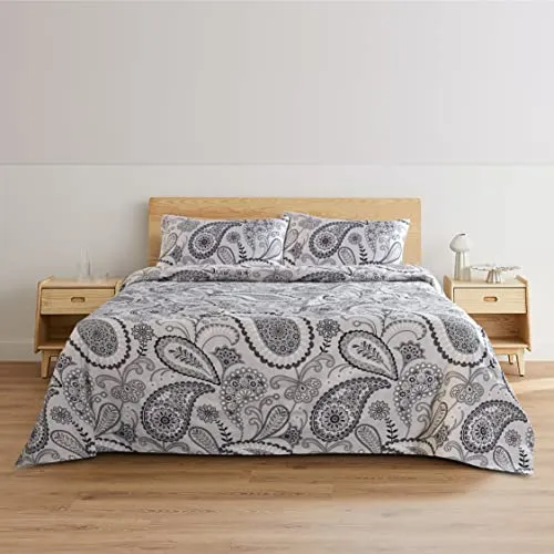 VISI-ONE BLC Paisley King Sheet Set, 1800 TC Double Brushed Premium Microfiber Bed Sheet with 15" Deep Pocket, Fade - Stain Resistant - Wrinkle Free Sheet (Grey)