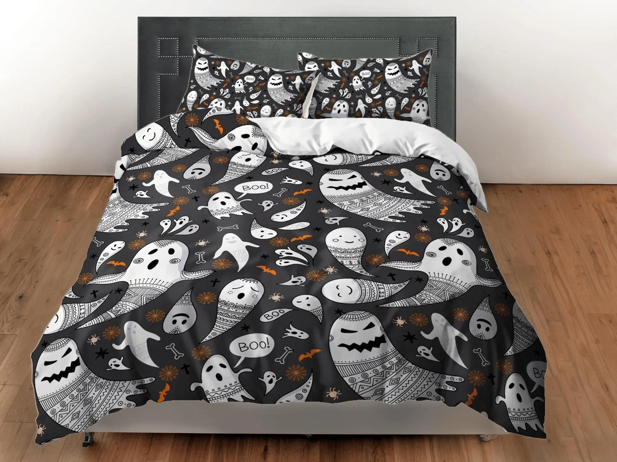 Voo doo ghost halloween bedding & pillowcase, duvet cover, dorm bedding, halloween decor goth bedding, halloween gift, toddler bedding