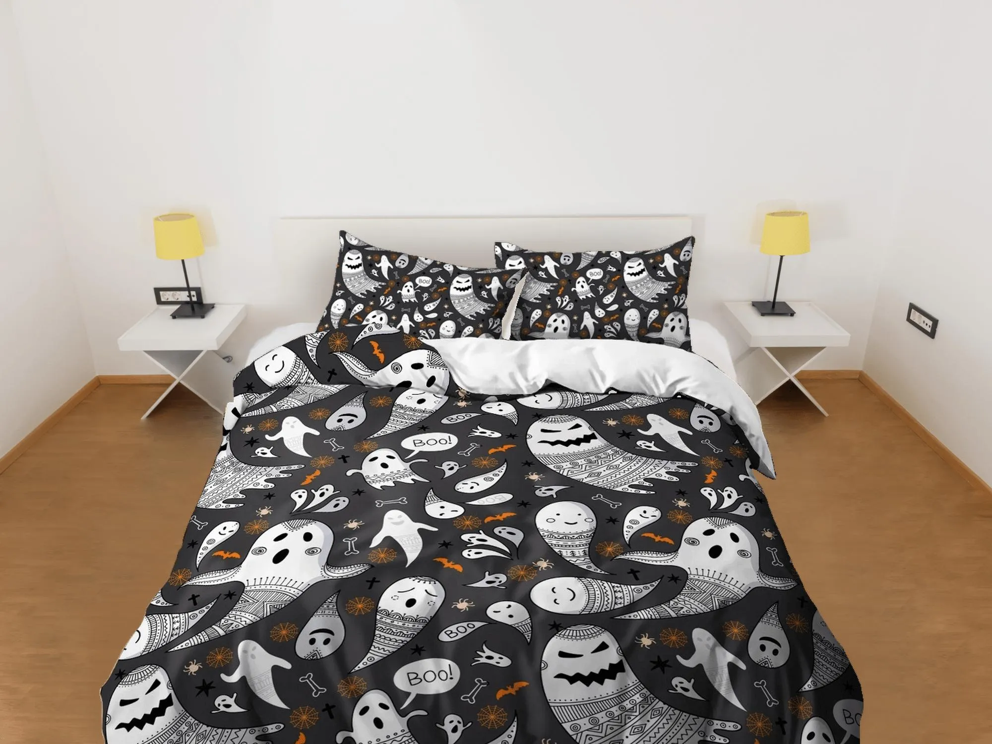 Voo doo ghost halloween bedding & pillowcase, duvet cover, dorm bedding, halloween decor goth bedding, halloween gift, toddler bedding