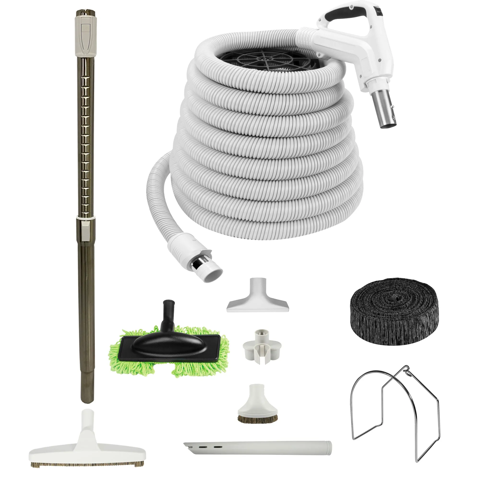 VPC Central Vacuum Accessory Kit - Silver Hose - Telescopic Wand with Deluxe Tool Set